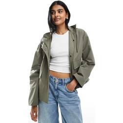Brave Soul Short Coated Jacket - Light Khaki/Green