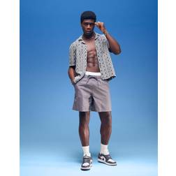 ASOS DESIGN Wide Linen Blend Shorts - Grey
