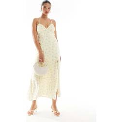 Hollister Open Back Maxi Dress - Yellow Ditsy Floral Print