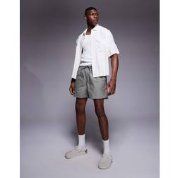 ASOS DESIGN Kakifärgade Shorts Av Linneblandning I Kort - Grön/A