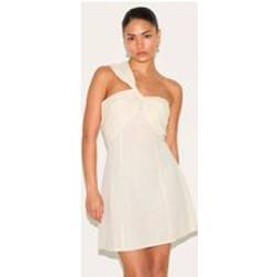 PrettyLittleThing Petite Stone One Shoulder Knot Mini Dress - White