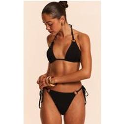 PrettyLittleThing Crinkle O Ring Triangle Bikini Top - Black