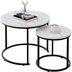 Huhote Huhote Runda Soffbord Set Med 2 Sidobord 60 x 40 cm Satsbord