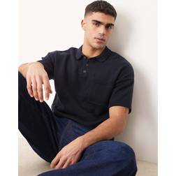 ASOS DESIGN Polo Med Brystlomme I Strikket - Marineblå