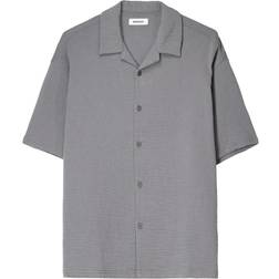 Bershka Textured Revere Collar Co-Ord Shirt - Grey