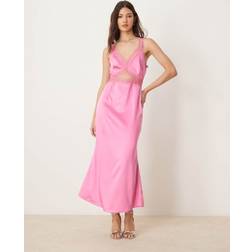 Never Fully Dressed Mimi Slip Maxikjole Med Blondeudskæringer - Pink