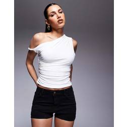 River Island Stretch Denim Hot Pant Shorts - Black