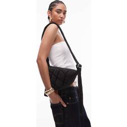 Topshop Callie Scoop Quilted Nylon Cross Body Bag - Black