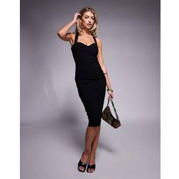 Vesper Sweetheart Neckline Midi Dress - Black