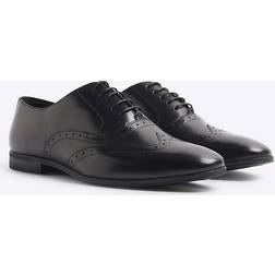 River Island Leather Wide Fit Oxford Brogues - Black