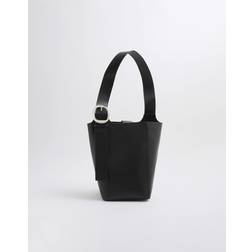 River Island Premium Large Leather Bucket Bag - Black