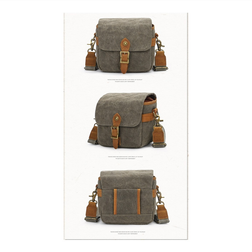 Torribaly Canvas SLR Camera Bag Mini Single Messenger Bags Waterproof Wear-Resistant Shoulder Photography Backpacks Green