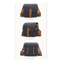 Torribaly Canvas SLR Camera Bag Mini Single Messenger Bags Waterproof Wear-Resistant Shoulder Photography Backpacks Dark Gray