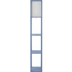 ValueLights Struttura Pastel Wood Shelving Square with Fabric Shade Floor Lamp