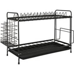 Harbour Housewares Metal 2-Tier Rack with Drip Tray 49cm H x 21cm W x 30cm D Dish Drainer
