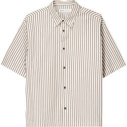 Bershka Skjorte Med Teksturerede Striber - Brun/Hvid
