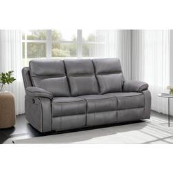 Latitude Run Faux Leather Manual Recliner Grey 3 Sofa