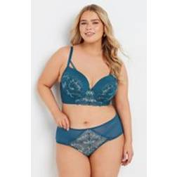 Yours Curve Green Iridescent Longline Underwired Bra - 48C