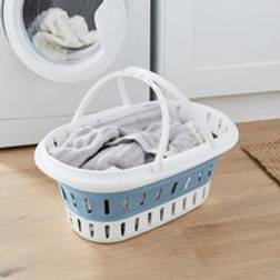 Dunelm Collapsible Laundry Basket with Handles Ashley Blue