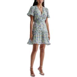 Malina Lone V-Neck Chiffong Mini Dress - Multi/Patterned