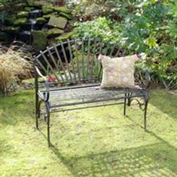 Melody Maison Large Ornate Black Metal 103 cm Garden Bench