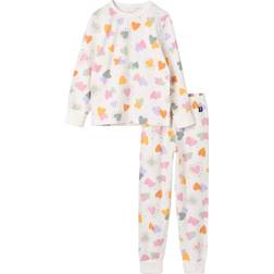 Polarn O. Pyret Kids' Heart Print Pyjamas - White