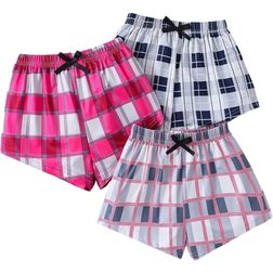 Shein 3pcs/Set Girls' Cute Simple Plaid Shorts Combination