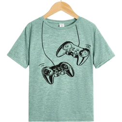 Shein Tween Boys' Printed T-Shirt With Simple Design, Comfortable And Casual For Daily Summer Wear