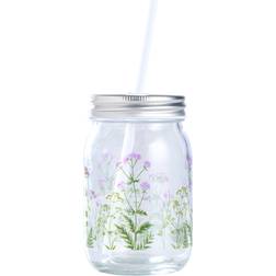Kop & Kande Med Låg Og Sugerør Blomsterprint 45 cl Kruskrukke 45cl
