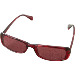 Monki Thin Rectangle Sunglasses - Burgundy