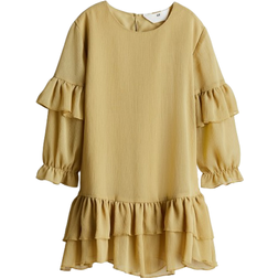 H&M Flounced Chiffon Dress - Yellow