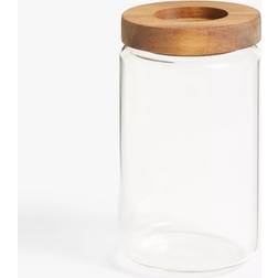 John Lewis Airtight Glass Storage Jar with Acacia Wood Lid Clear/Natural Kitchen Container