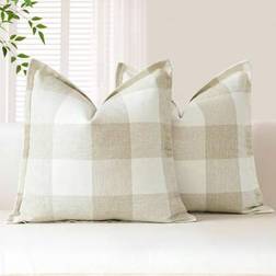 Shein Buffalo Plaid Farmhouse Decorative Pillow 1pc Cushion Cover Beige