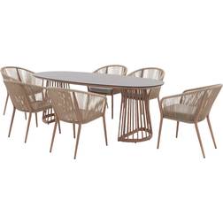 Kettler Messina 6-Seater Oval Garden Table & Chairs Patio Dining Set