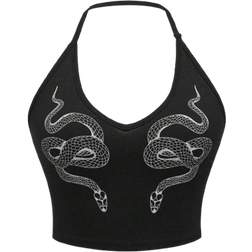 Shein Plus Snake Printed Sleeveless Halter Tank Top