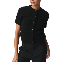 Gina Tricot Knitted Short Sleeve Cardigan - Black