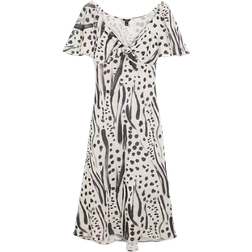 River Island Womens Cream Abstract Tie Front Swing Midi Dress