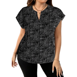 Shein Plus Elegant Fashionable Womens Floral Print Shirt Suitable For OfficeTeacher Wear