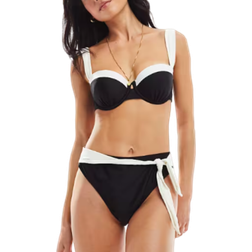 New Look Underwired Colour Block Bikini Top - Black