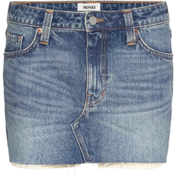Monki Low Waist Denim Mini Skirt - Mid Blue Wash