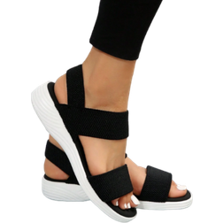 Shein Women Double Band Sport Sandals, Sporty Summer Black Fabric Sandals