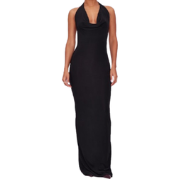 PrettyLittleThing Soft Touch Cowl Neck Twist Back Detail Maxi Dress - Black