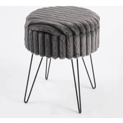 OHS Faux Fur Ribbed Charcoal Seating Stool 45cm
