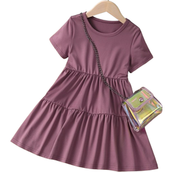 Shein Toddler Girls Solid Ruffle Hem Dress