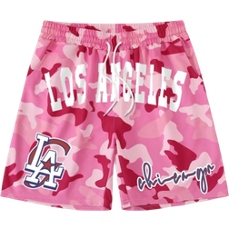 Shein Men Street Style Drawstring Waistband Letter And Camouflage Print Shorts For Summer