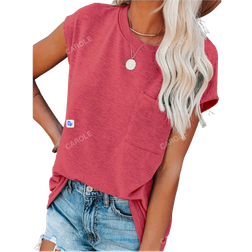 Shein Sleeveless Womens TShirt With Pocket Loose Casual Top