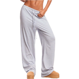 Shein Womens Waist Tie Striped WideLeg Loose Casual Trousers