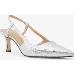 Michael Kors Alora Metallic Snake Embossed Leather Slingback Pump - Silver
