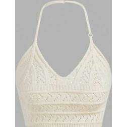 Shein Tween Girl Solid Color V-Neck Halter Knit Top - Music Festival