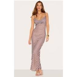 PrettyLittleThing Stone Mesh Asymmetric Strappy Stripe Dress - White